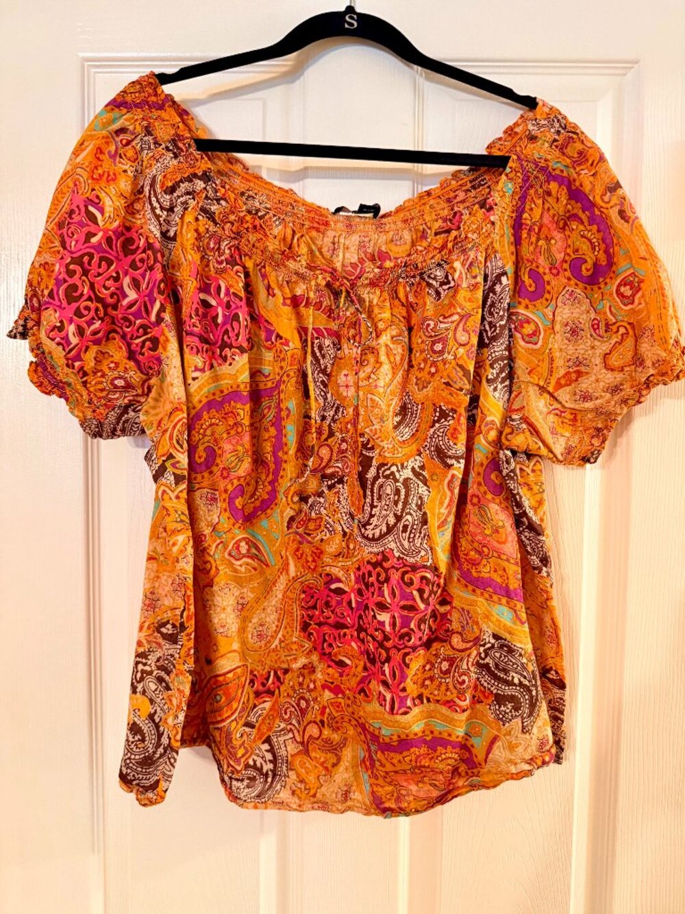 Chaps by Ralph Lauren Peasant Blouse Floral Paisley Plus 3X